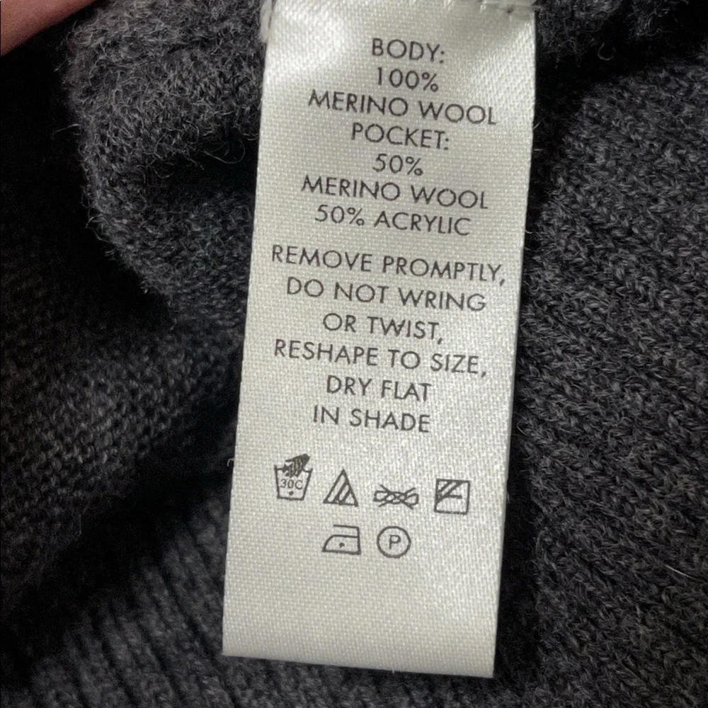 Calvin Klein Merino Wool Gray Zip Front Sweater Lg - Picture 4 of 4